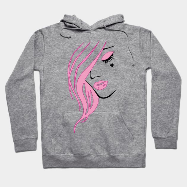 EGirl silhouette pink with closed eyes